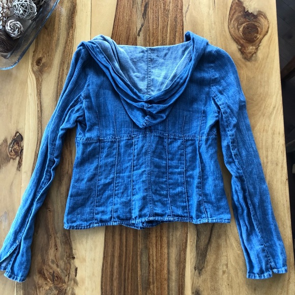 BOSCA Paris -XS-SM- Hooded Linen Jean Shirt/Jacket - Picture 3 of 8